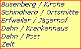 Busenberg / Kirche

Schindhard / Ortsmitte

Erfweiler / J�gerhof

Dahn / Krankenhaus

Dahn / Post

Zelt