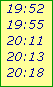 19:52

19:55

20:11

20:13

20:18