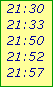21:30

21:33

21:50

21:52

21:57